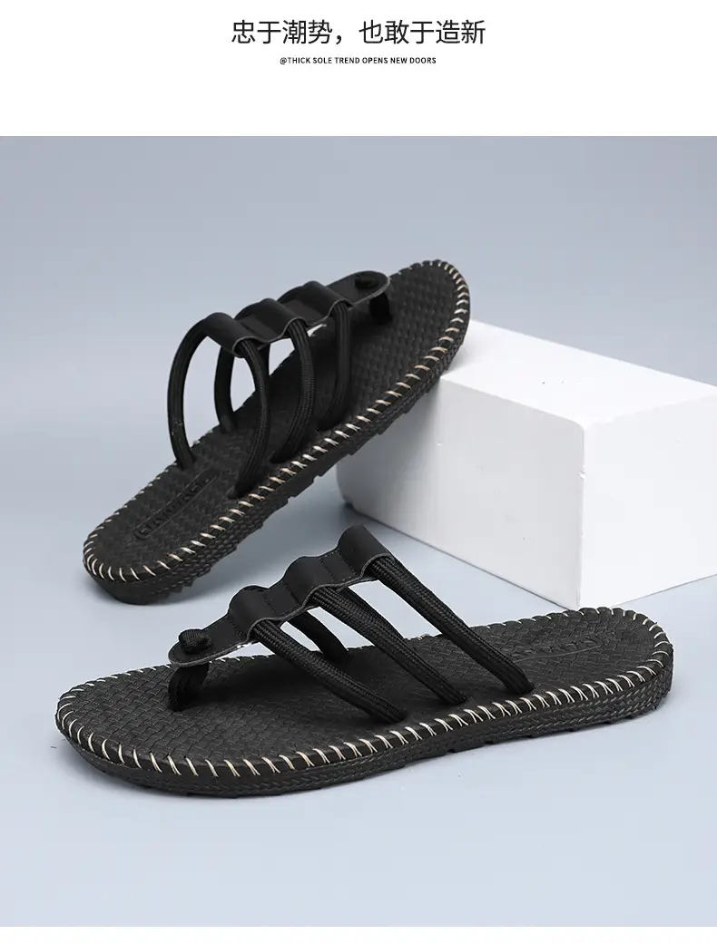 Summer Fashion Woven Shoes Foreign Trade plus size Men's Outer Wear Casual Flip-flops Sandals Woven Flip-flops Beach Shoes — feature 21