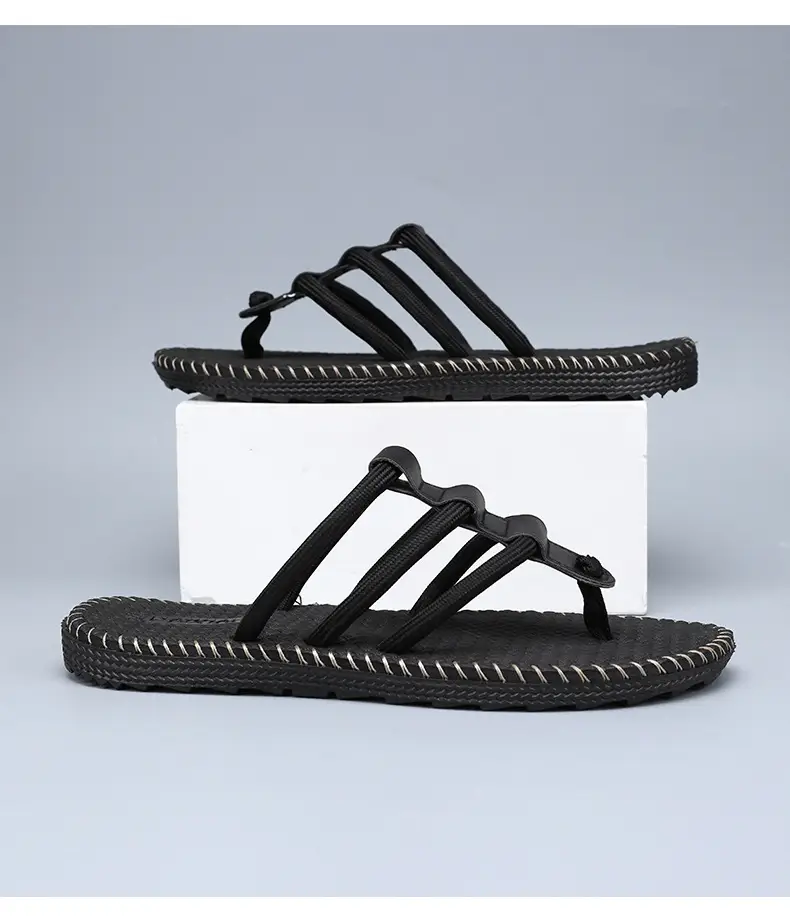 Summer Fashion Woven Shoes Foreign Trade plus size Men's Outer Wear Casual Flip-flops Sandals Woven Flip-flops Beach Shoes — feature 22