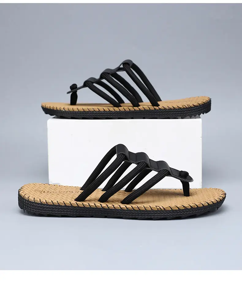 Summer Fashion Woven Shoes Foreign Trade plus size Men's Outer Wear Casual Flip-flops Sandals Woven Flip-flops Beach Shoes — feature 24