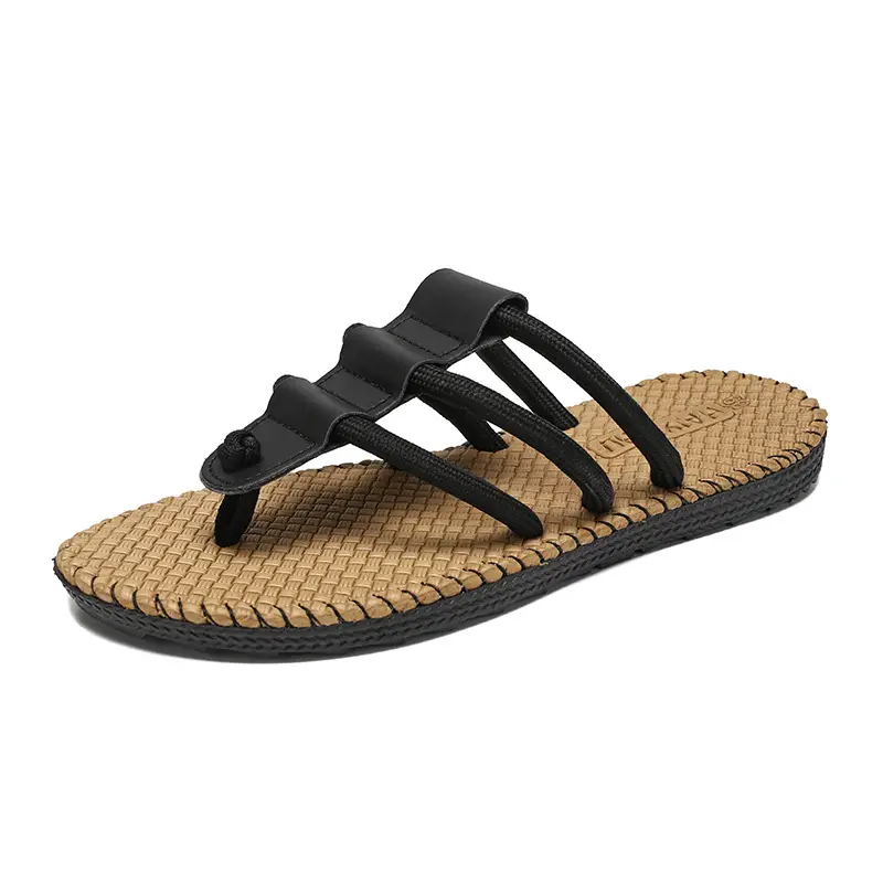 Summer Fashion Woven Shoes Foreign Trade plus size Men's Outer Wear Casual Flip-flops Sandals Woven Flip-flops Beach Shoes - Image 2