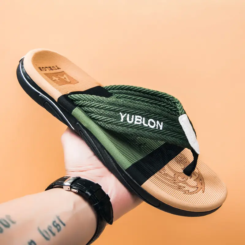 Men's Green Rubber Slippers Non-Slip Summer - Image 7