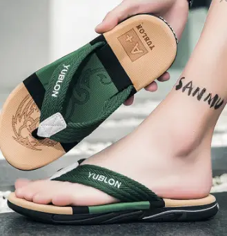 Men's Green Rubber Slippers Non-Slip Summer - Image 3