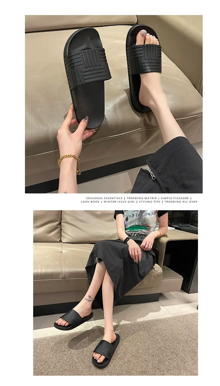 2024 New Internet Celebrant Thick Bottom Outer Wear Korean Style Fashionable Couple Slippers Women's Home Bathroom Beach Slippers Men's — feature 26