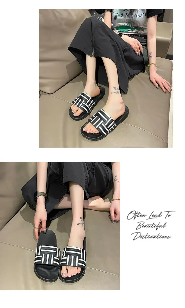 2024 New Internet Celebrant Thick Bottom Outer Wear Korean Style Fashionable Couple Slippers Women's Home Bathroom Beach Slippers Men's — feature 30