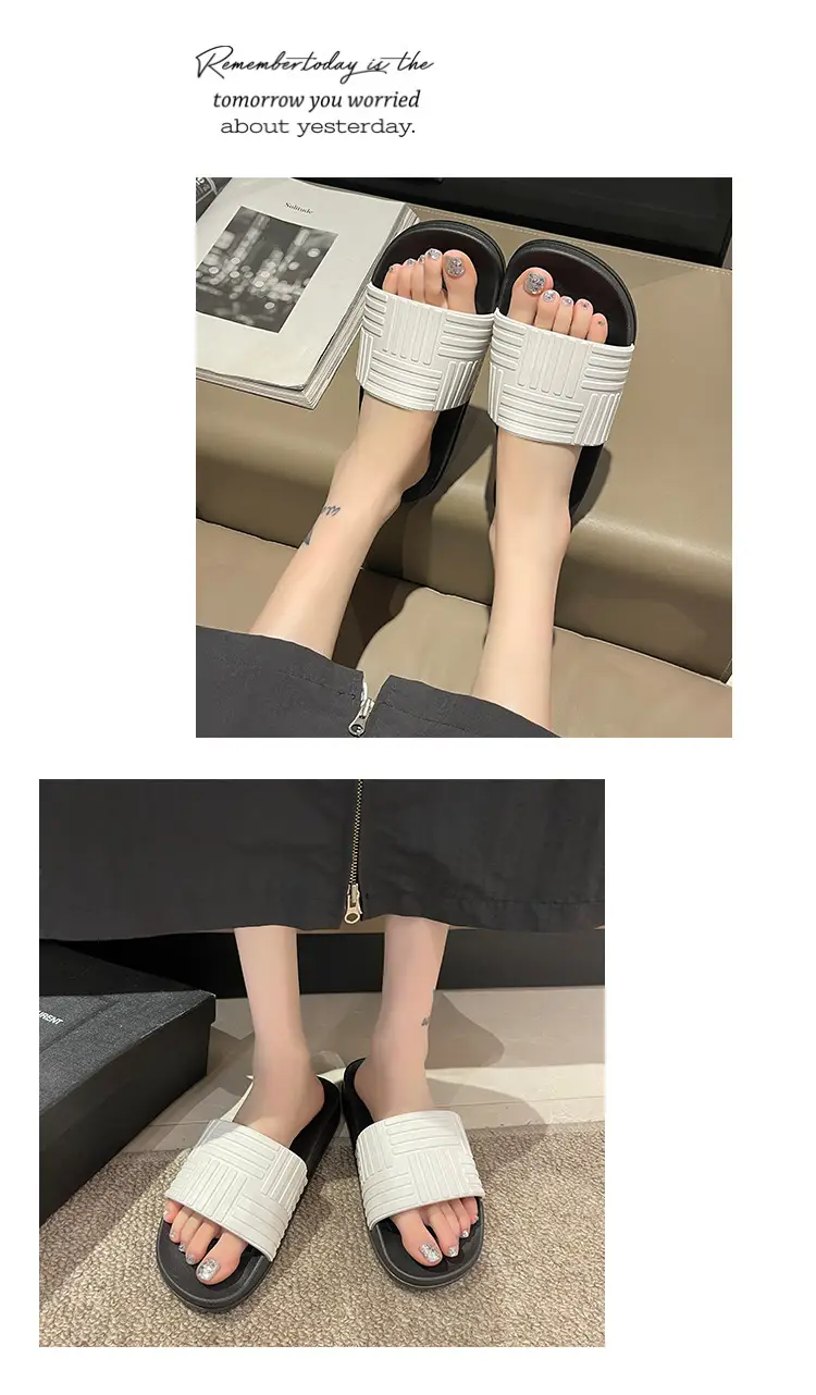 2024 New Internet Celebrant Thick Bottom Outer Wear Korean Style Fashionable Couple Slippers Women's Home Bathroom Beach Slippers Men's — feature 32
