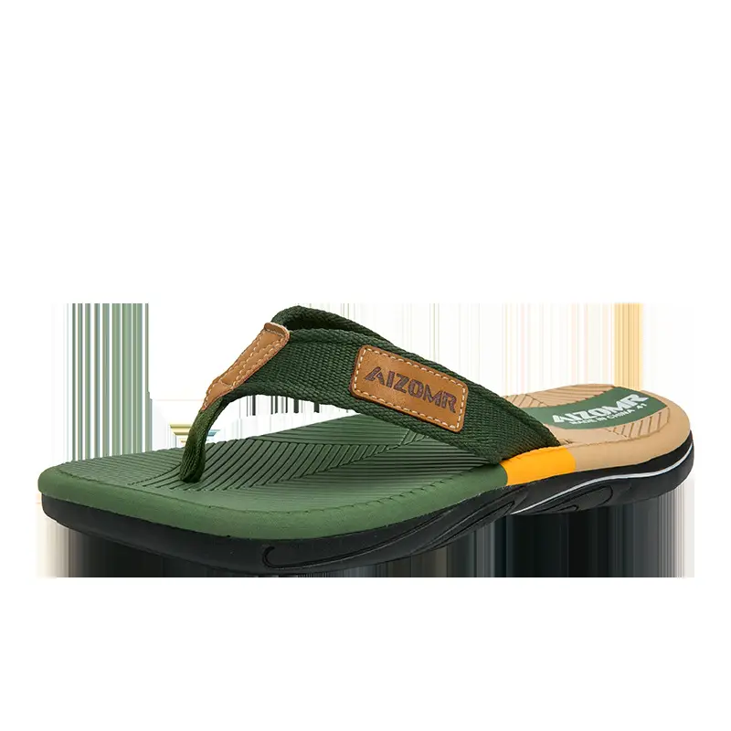 Cool Road Men's Trendy Flip-Flops Summer Home Outdoor Men's Sandals Non-Slip Wear-Resistant Soft-Soled Beach Shoes
