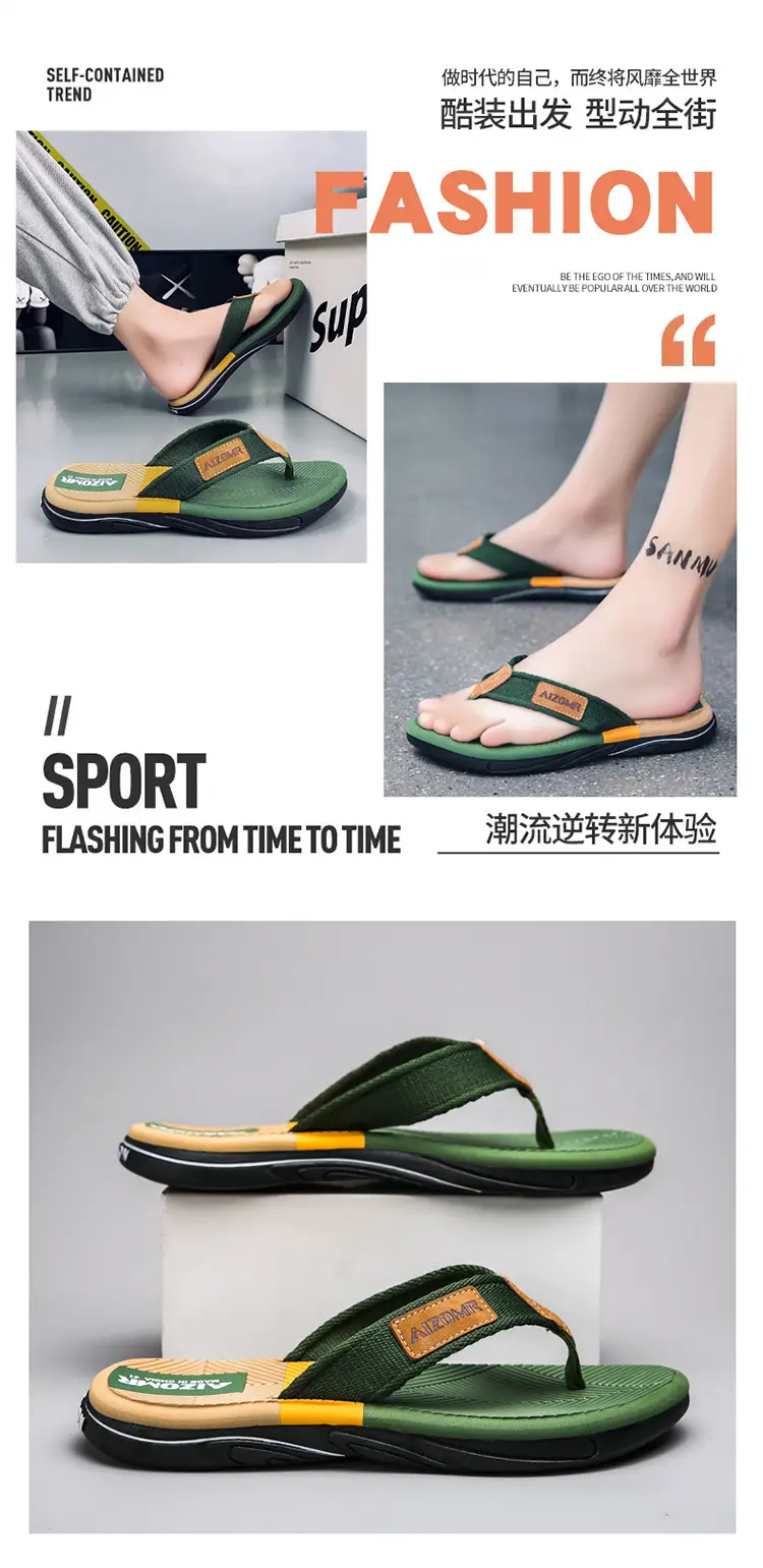 Cool Road Men's Trendy Flip-Flops Summer Home Outdoor Men's Sandals Non-Slip Wear-Resistant Soft-Soled Beach Shoes — feature 13