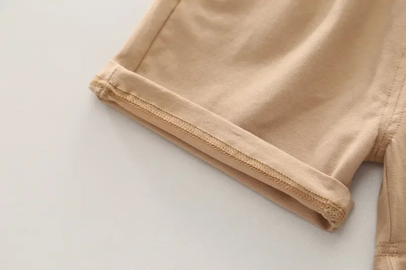 Cotton Boy's Printed T-Shirt Shorts Set Beige Brown — feature 13
