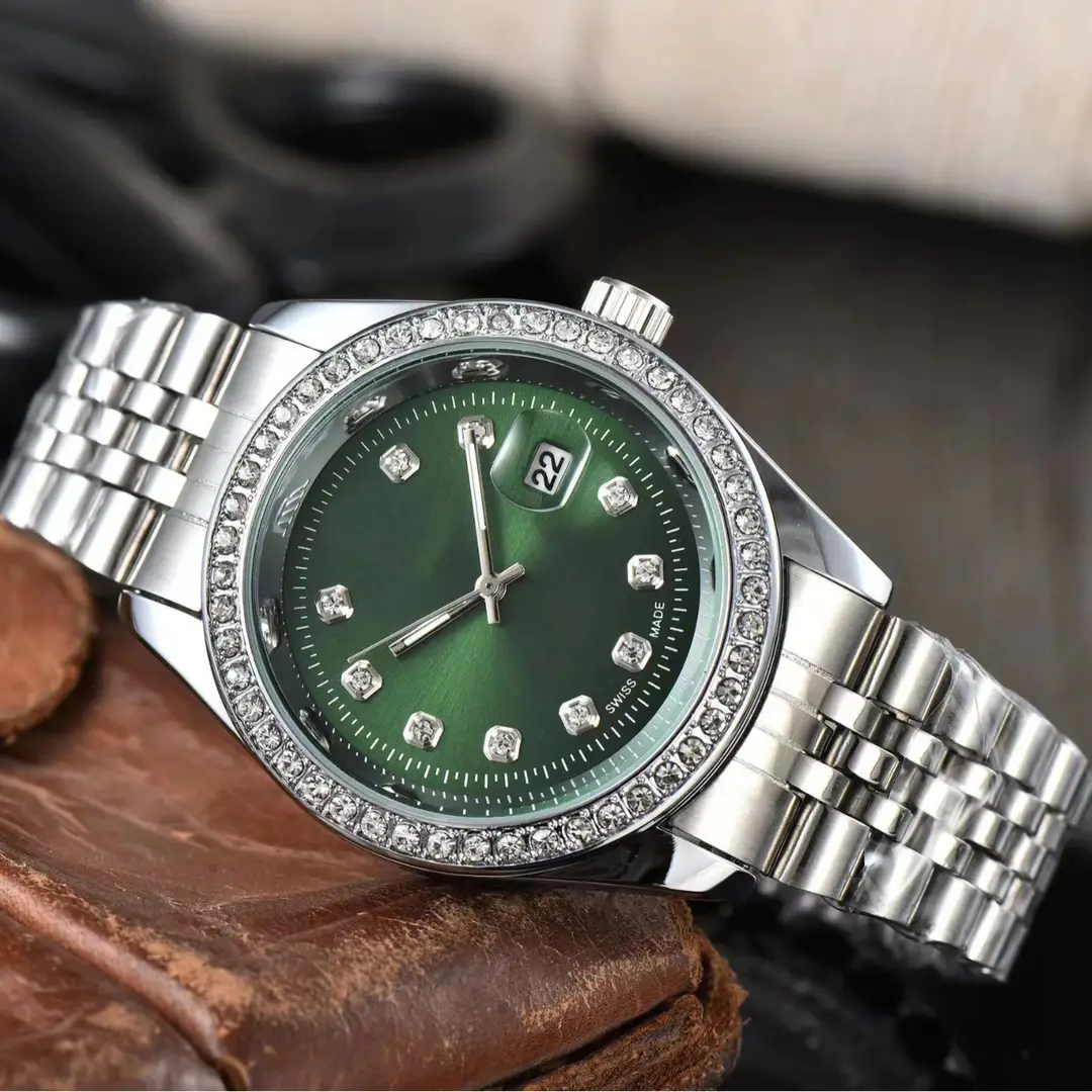 Fashion Watch Diamond Steel Strip Non-automatic Mechanical Men's Watch Brand Export Quartz Calendar Wristwatch
