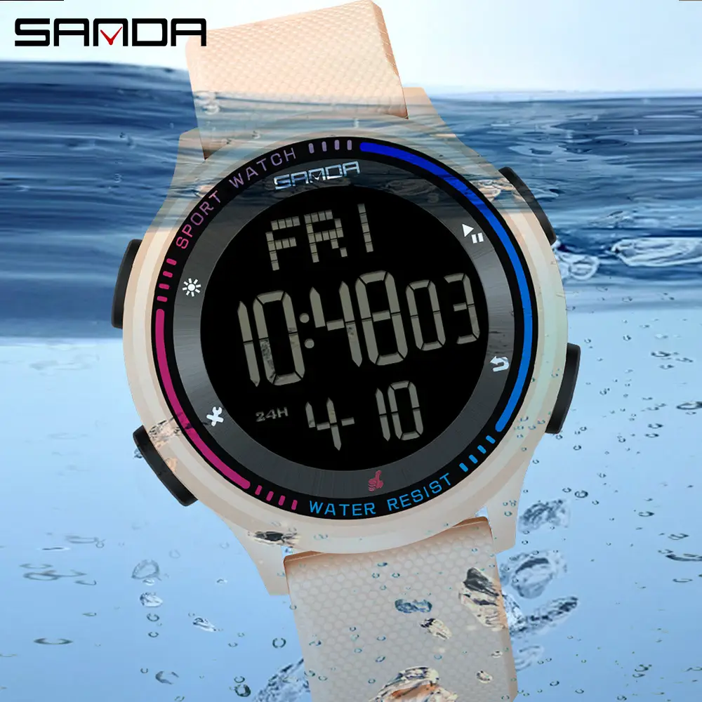 Sanda Digital Alarm Clock with Water Resistant Black Strap - Image 8