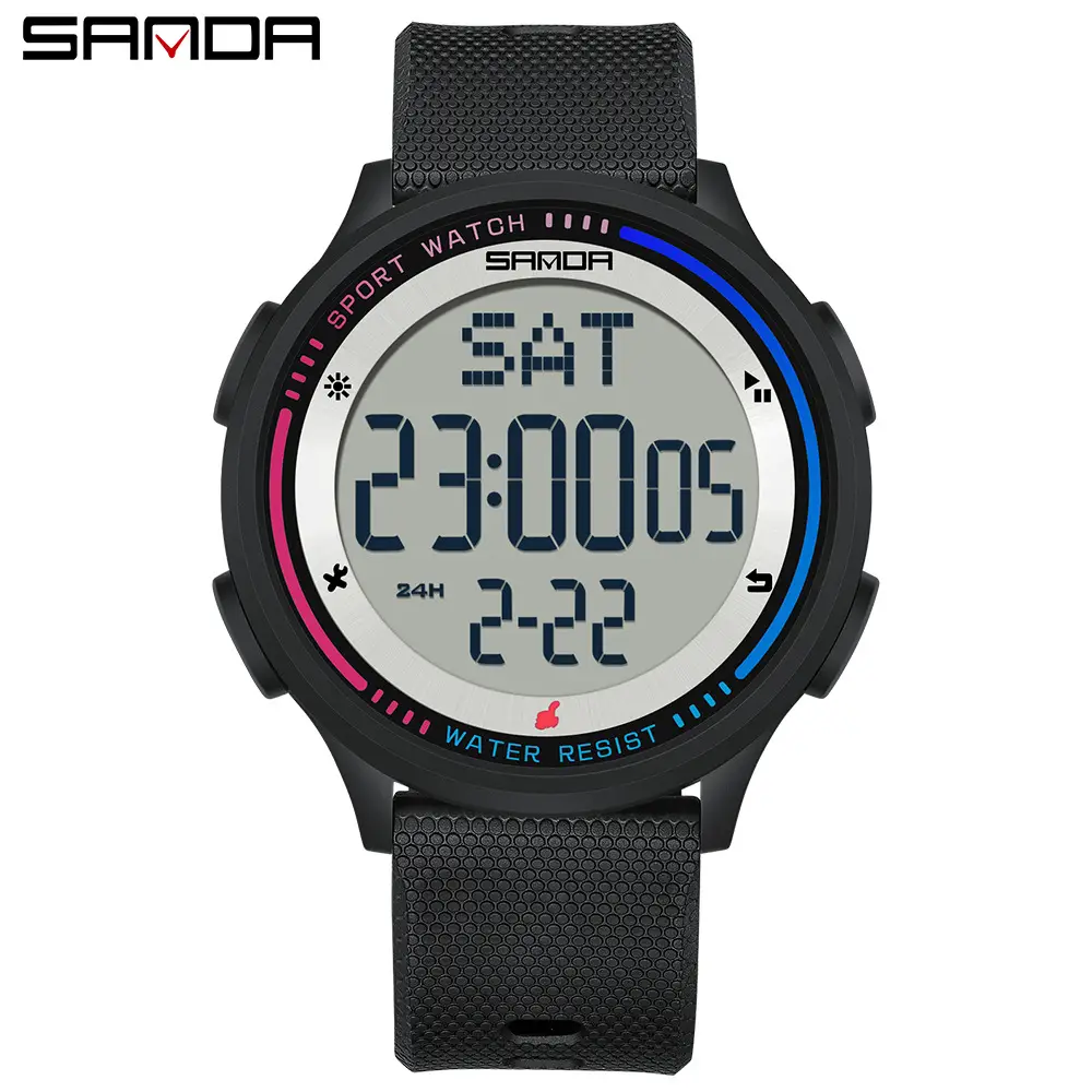 Sanda Digital Alarm Clock with Water Resistant Black Strap - Image 4