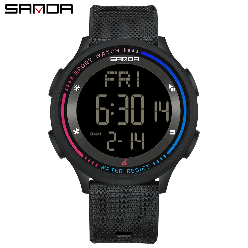 Sanda Digital Alarm Clock with Water Resistant Black Strap - Image 5
