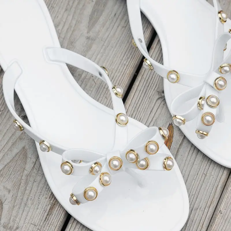 European and American New Arrival Bow Stud Flip-Flops Women's Summer Cross-Border Explosions Warren Anti-Slip PVC Sandals and Slippers - Image 4