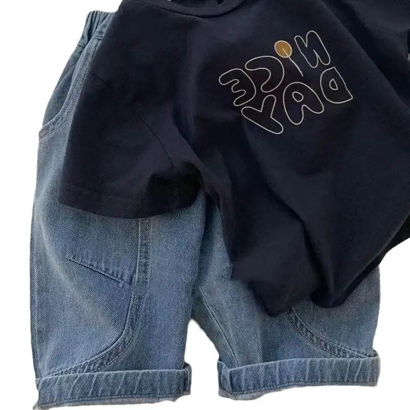 Navy Blue 2024 Kids Casual T-Shirt with Embroidered Design - Image 5