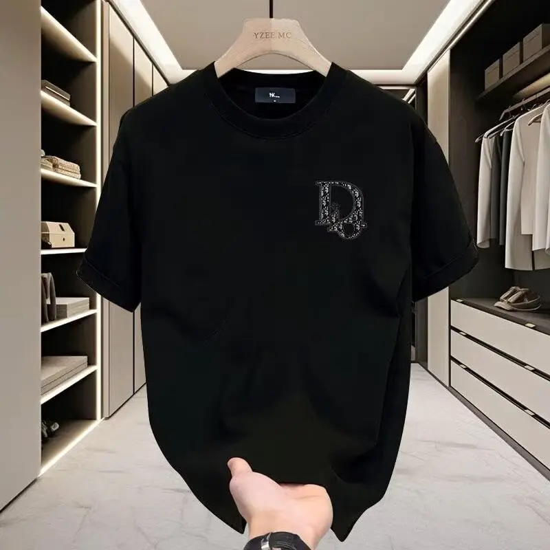 Men Black D Logo Cotton T-Shirt Loose Fit - Image 2