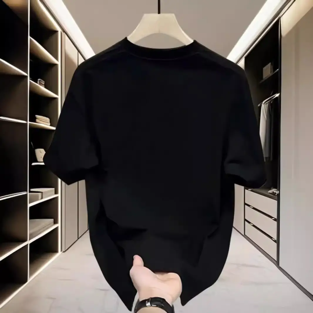 Men Black D Logo Cotton T-Shirt Loose Fit - Image 4