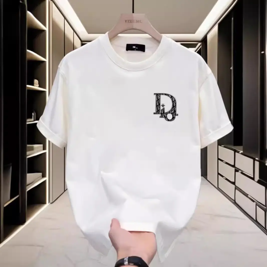 Men Black D Logo Cotton T-Shirt Loose Fit - Image 5