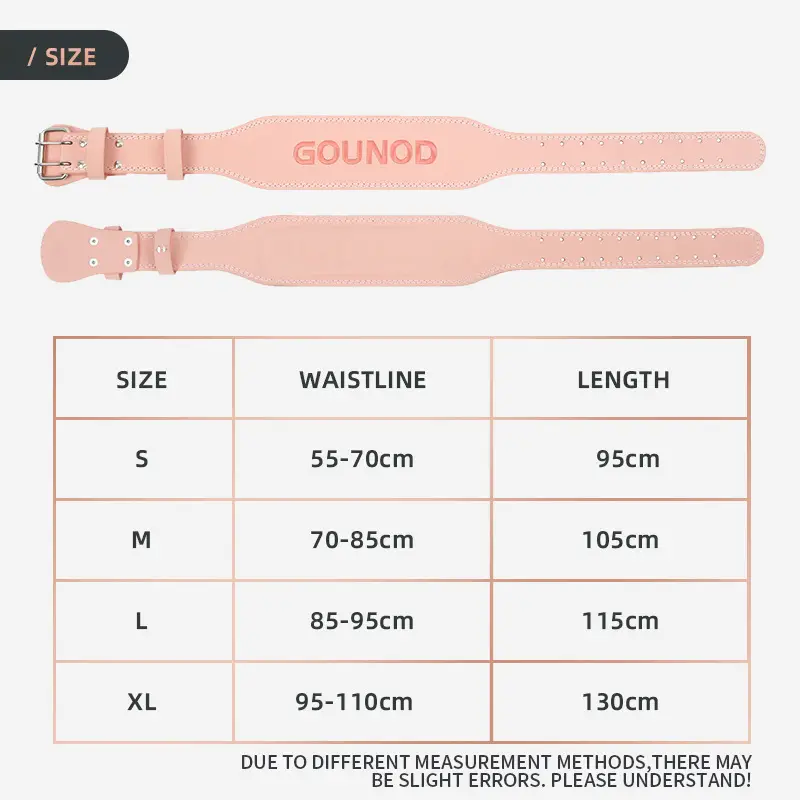 Pink PU Leather Weightlifting Fitness Belt for Men Women