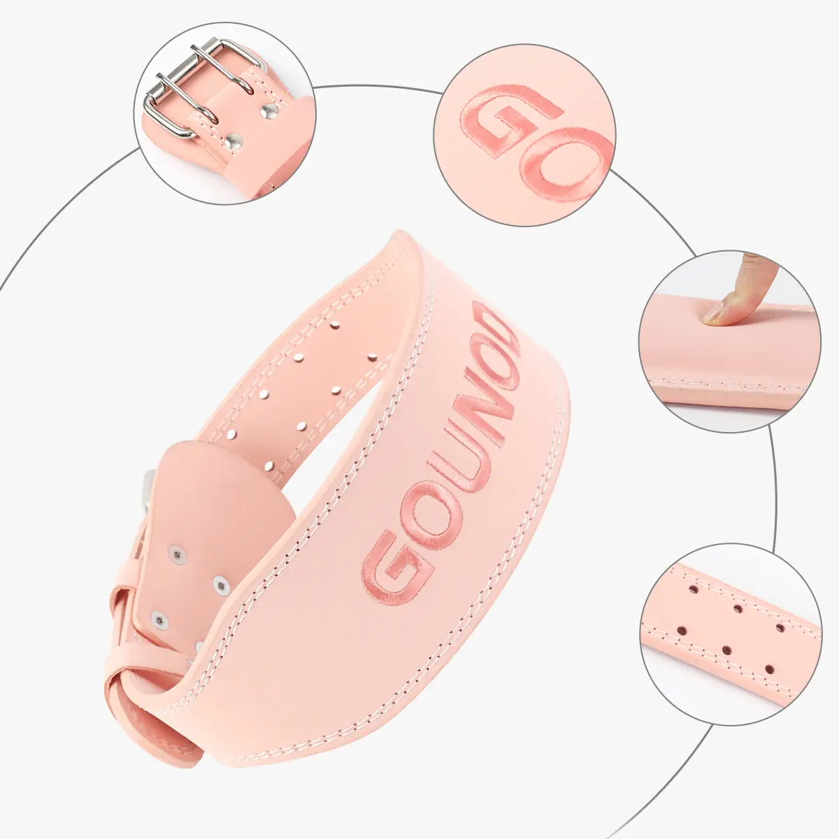 Pink PU Leather Weightlifting Fitness Belt for Men Women