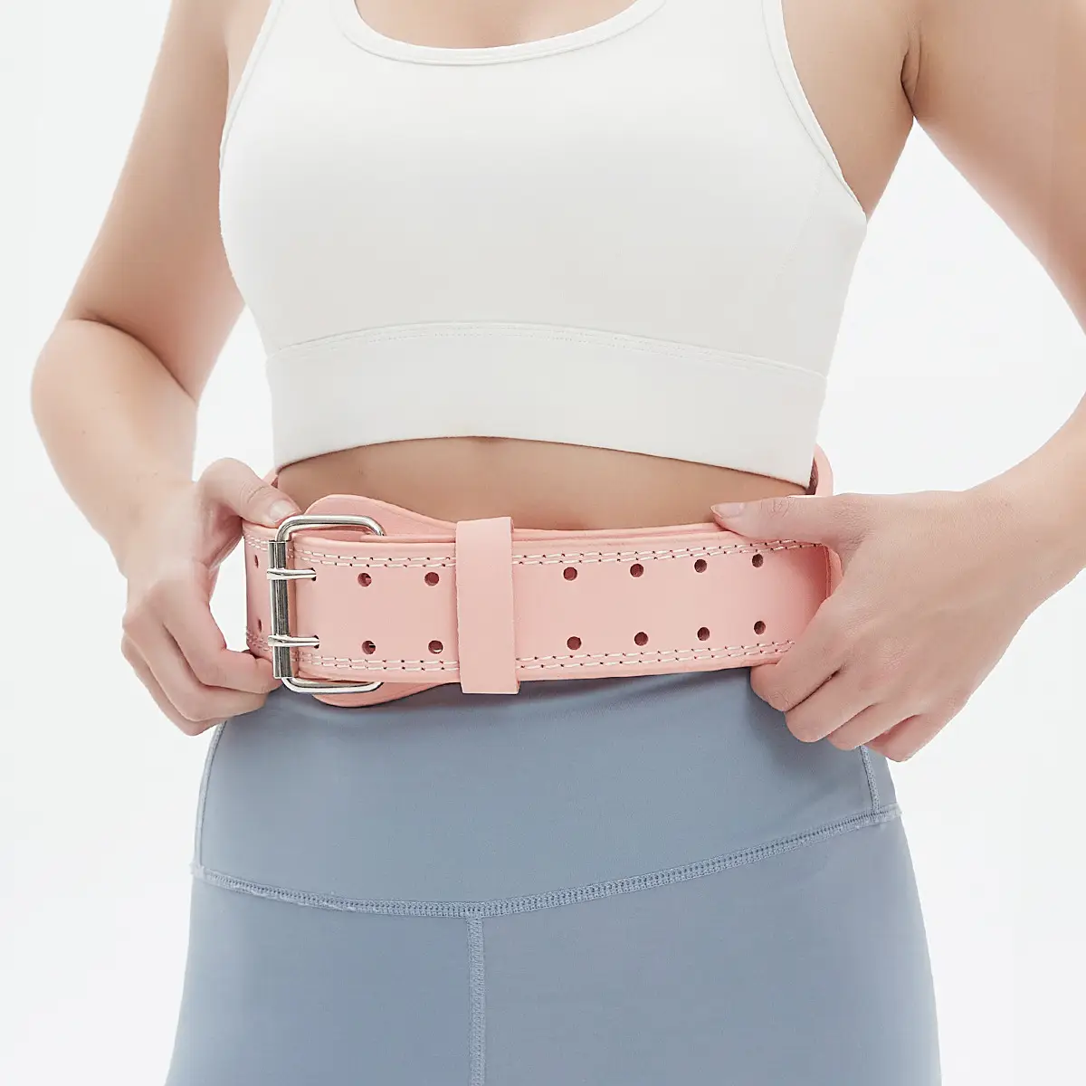 Pink PU Leather Weightlifting Fitness Belt for Men Women — feature 4