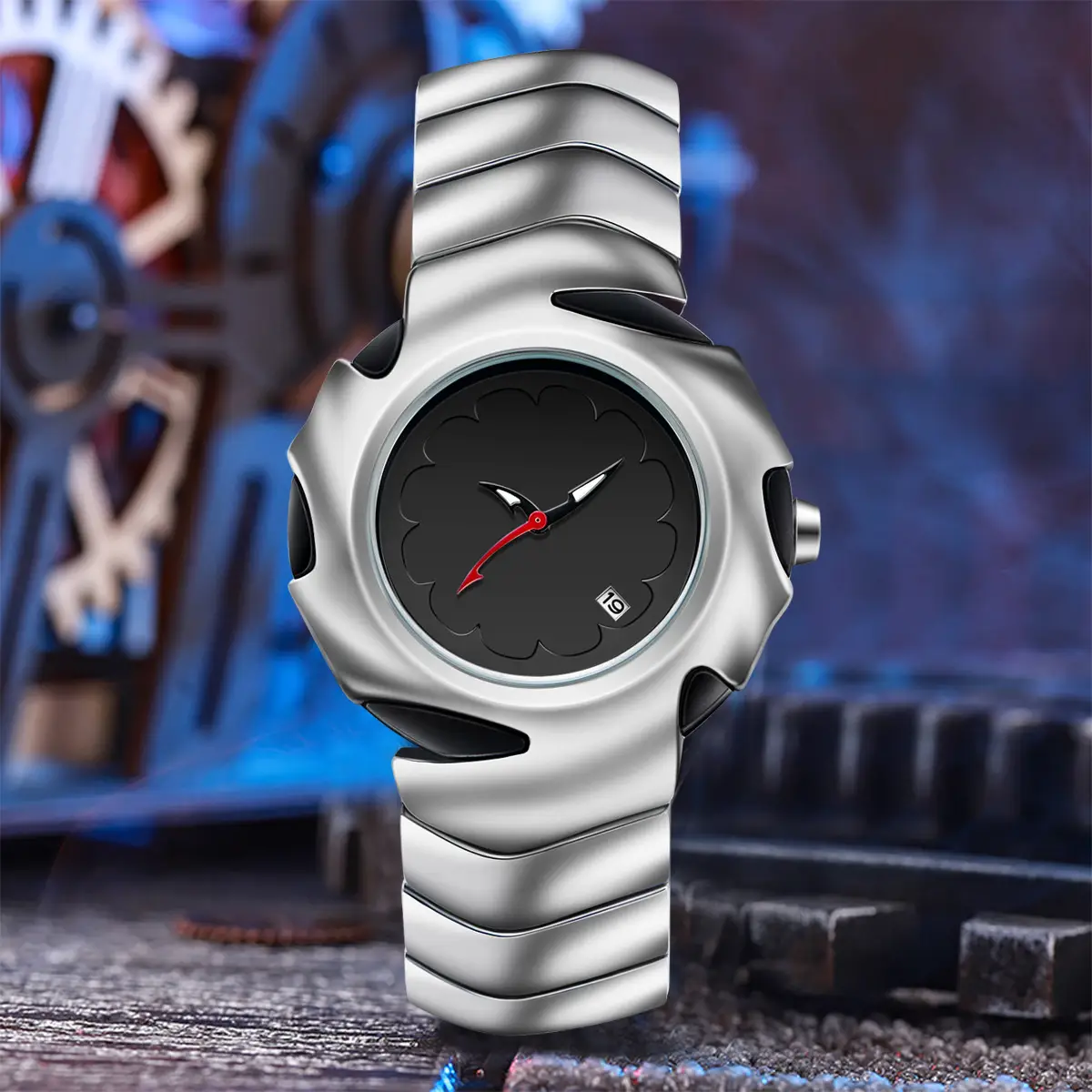 Special Shape Retro Watches for Men Silver Blue Dial - Image 13