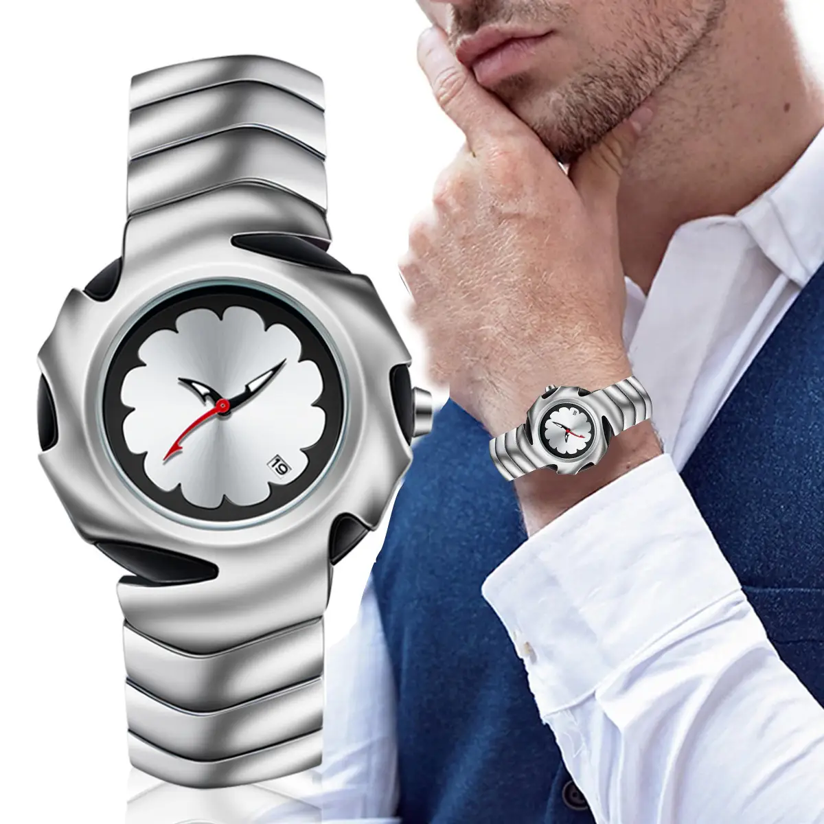 Special Shape Retro Watches for Men Silver Blue Dial — feature 13