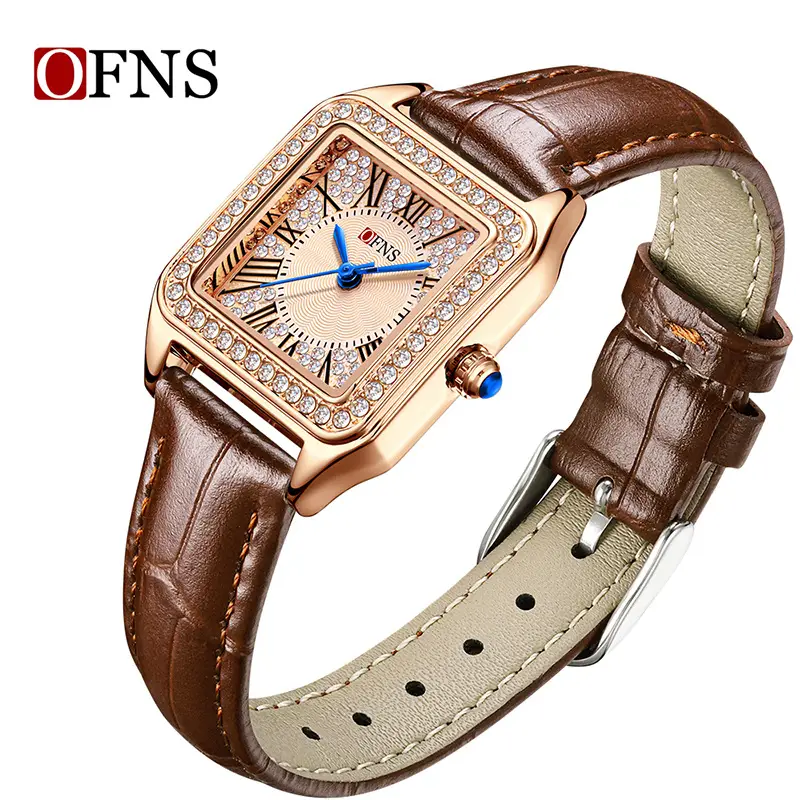 Ofns Square Gold Quartz Watch for Women - Image 8