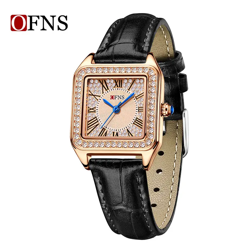 Ofns Square Gold Quartz Watch for Women - Image 4