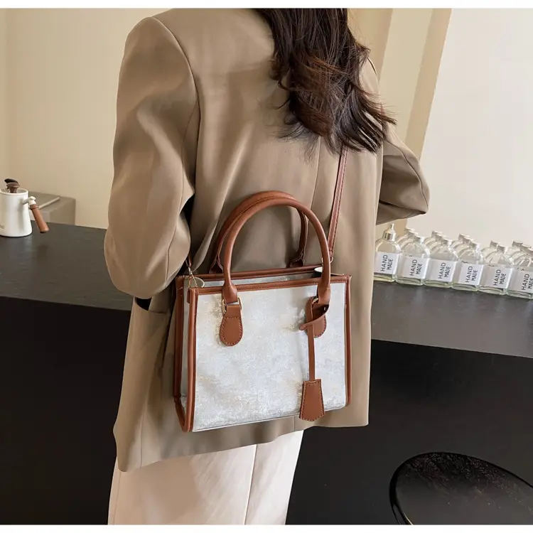 Women's Retro Silk Contrast Shoulder Bag 2024 Spring Summer