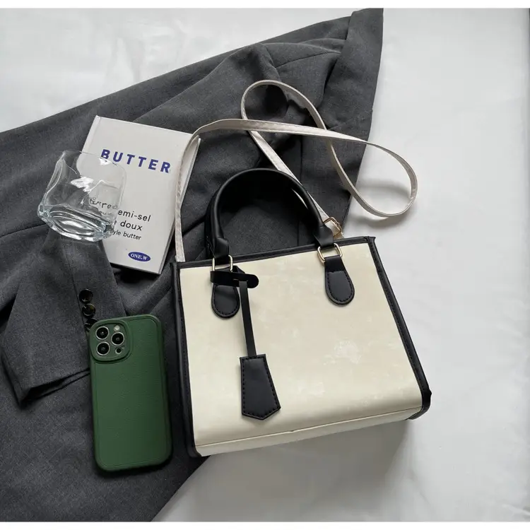 Women's Retro Silk Contrast Shoulder Bag 2024 Spring Summer