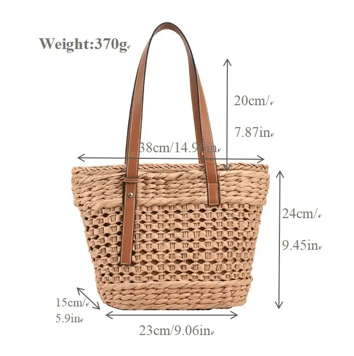 Women Straw Woven Beach Bag Large Capacity Single Shoulder - Image 2
