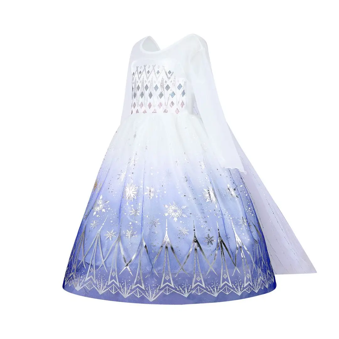 Elsa Princess Dress Elsa Floral Dress Snowflake Girl Stage Costume Halloween Dress Costume Frozen