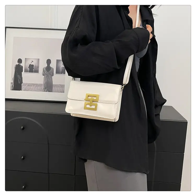 Women's Pink & White Square Shoulder Bag with Creative Lock — feature 15