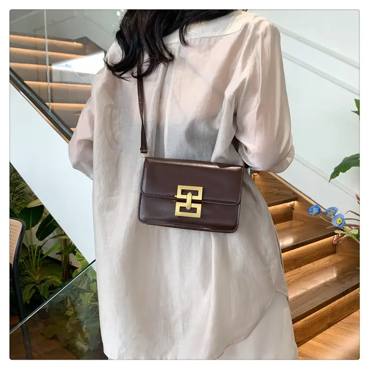 Women's Pink & White Square Shoulder Bag with Creative Lock — feature 17