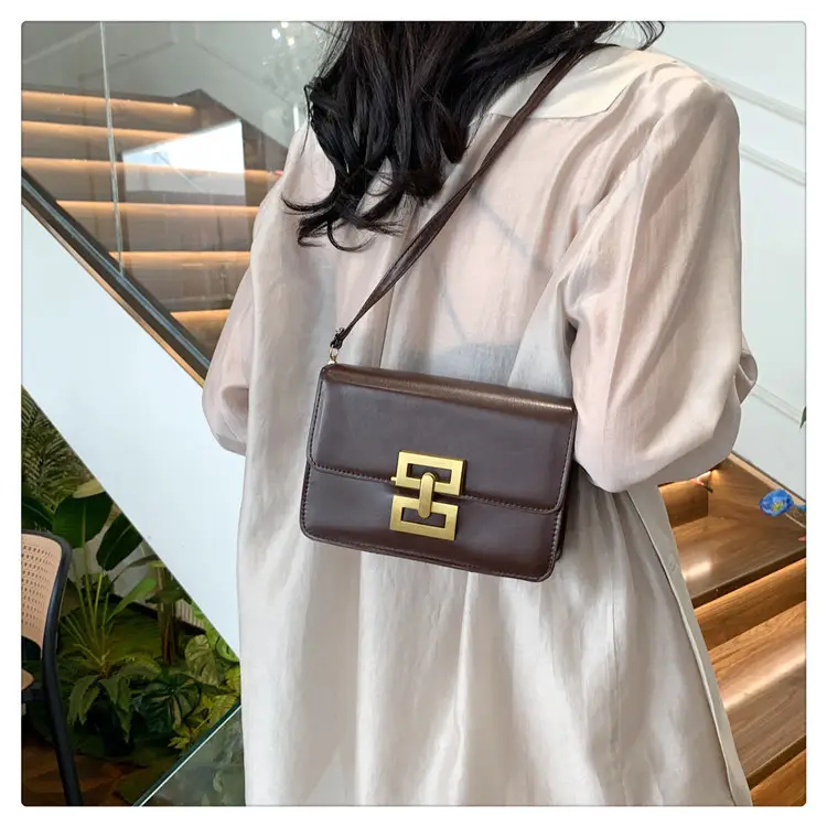 Women's Pink & White Square Shoulder Bag with Creative Lock — feature 18