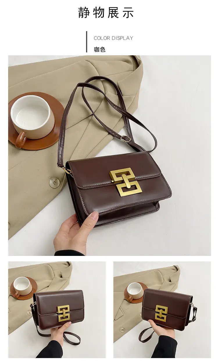Women's Pink & White Square Shoulder Bag with Creative Lock — feature 22