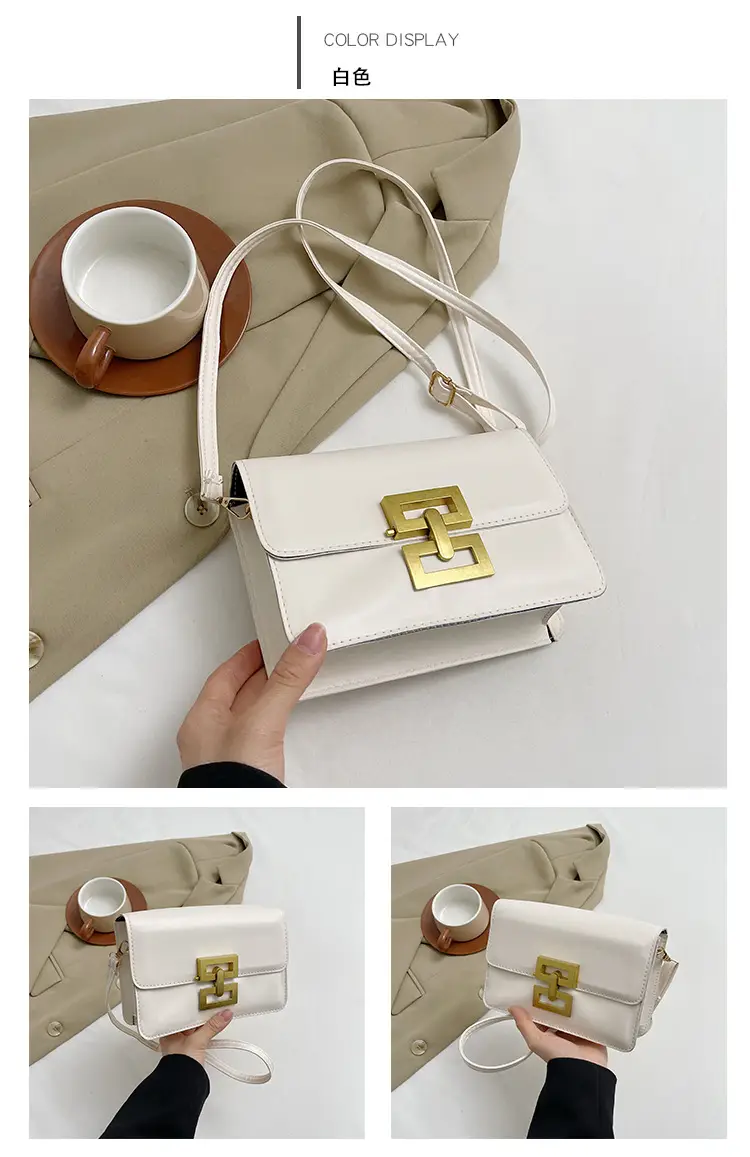Women's Pink & White Square Shoulder Bag with Creative Lock — feature 24
