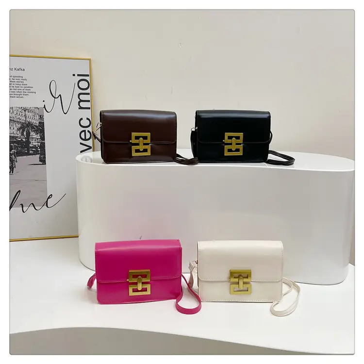 Women's Pink & White Square Shoulder Bag with Creative Lock — feature 26