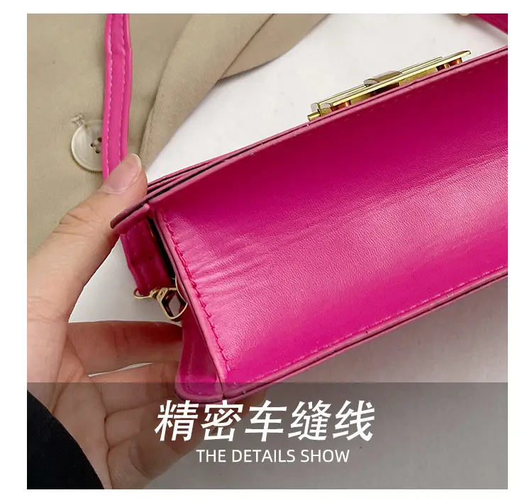 Women's Pink & White Square Shoulder Bag with Creative Lock — feature 8