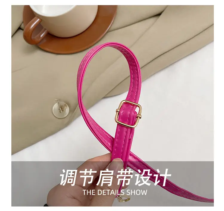 Women's Pink & White Square Shoulder Bag with Creative Lock — feature 9