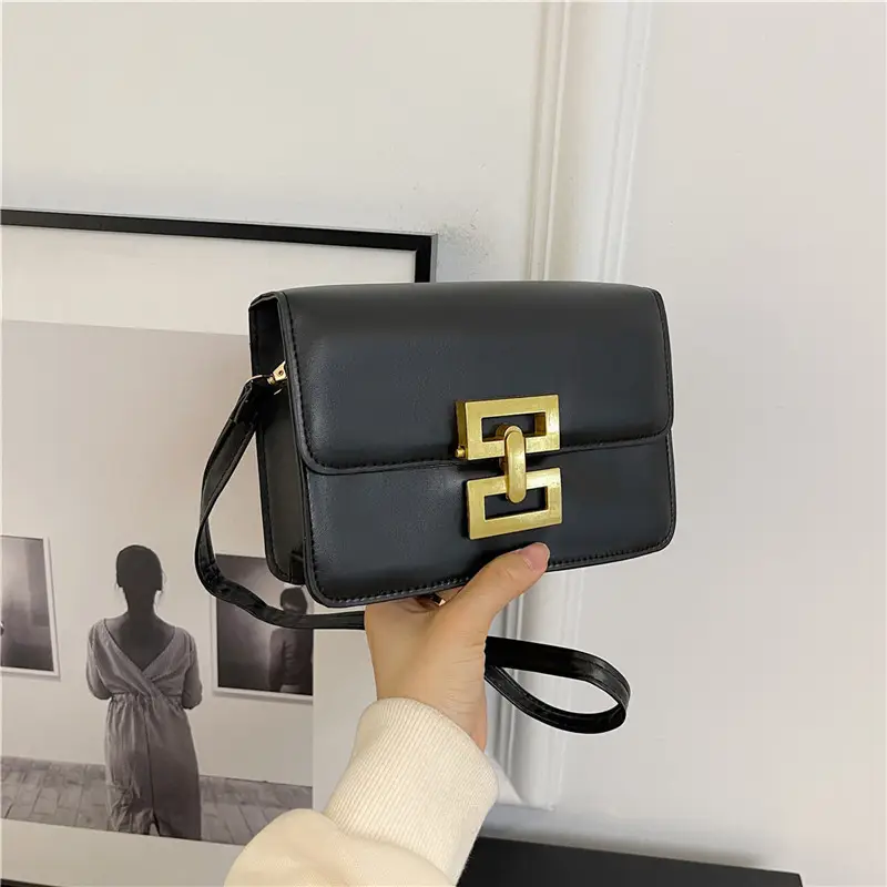 Women's Pink & White Square Shoulder Bag with Creative Lock - Image 2
