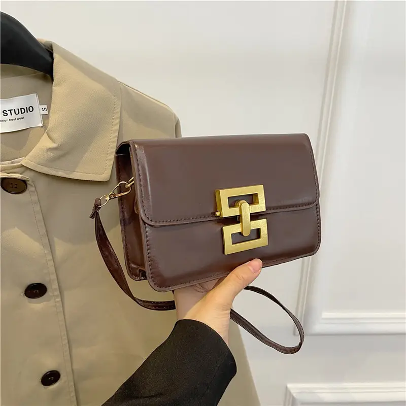 Women's Pink & White Square Shoulder Bag with Creative Lock - Image 3