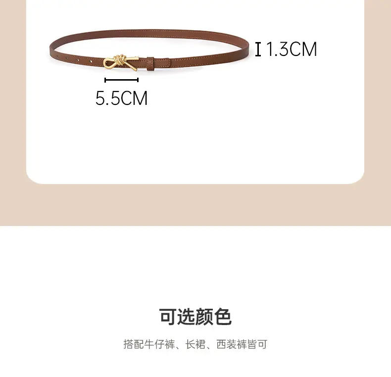 Women Genuine Leather Bow Buckle Belt Small — feature 3