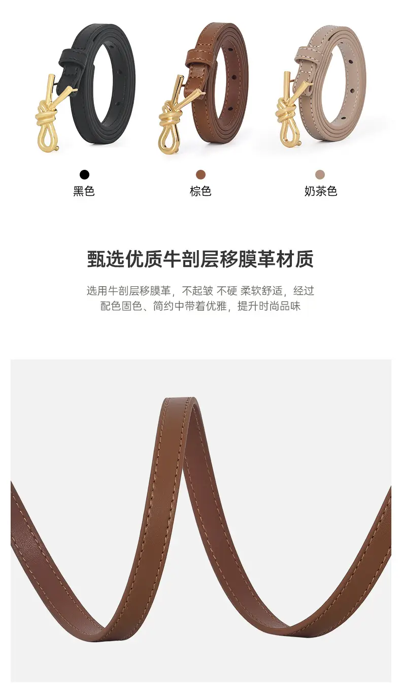 Women Genuine Leather Bow Buckle Belt Small — feature 4