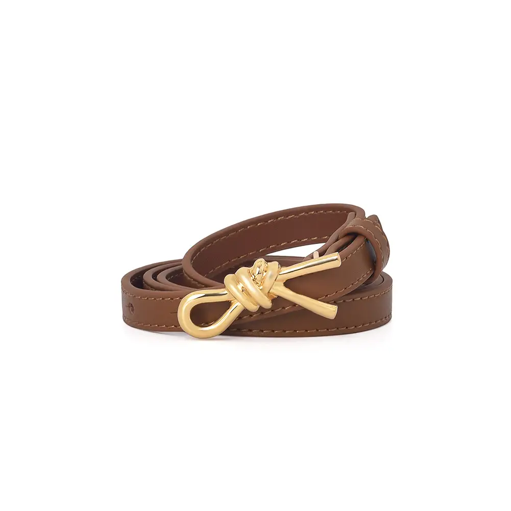 Women Genuine Leather Bow Buckle Belt Small - Image 2