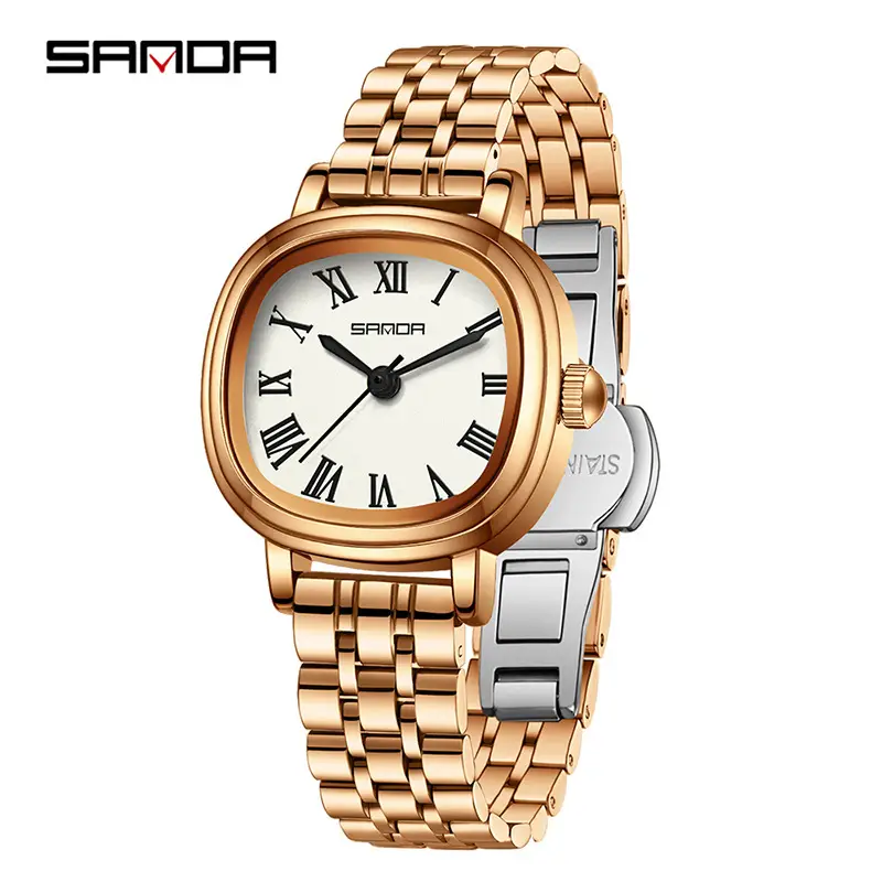 Sanda Women's Square Roman Scale Quartz Watch Brown Leather Strap - Image 18