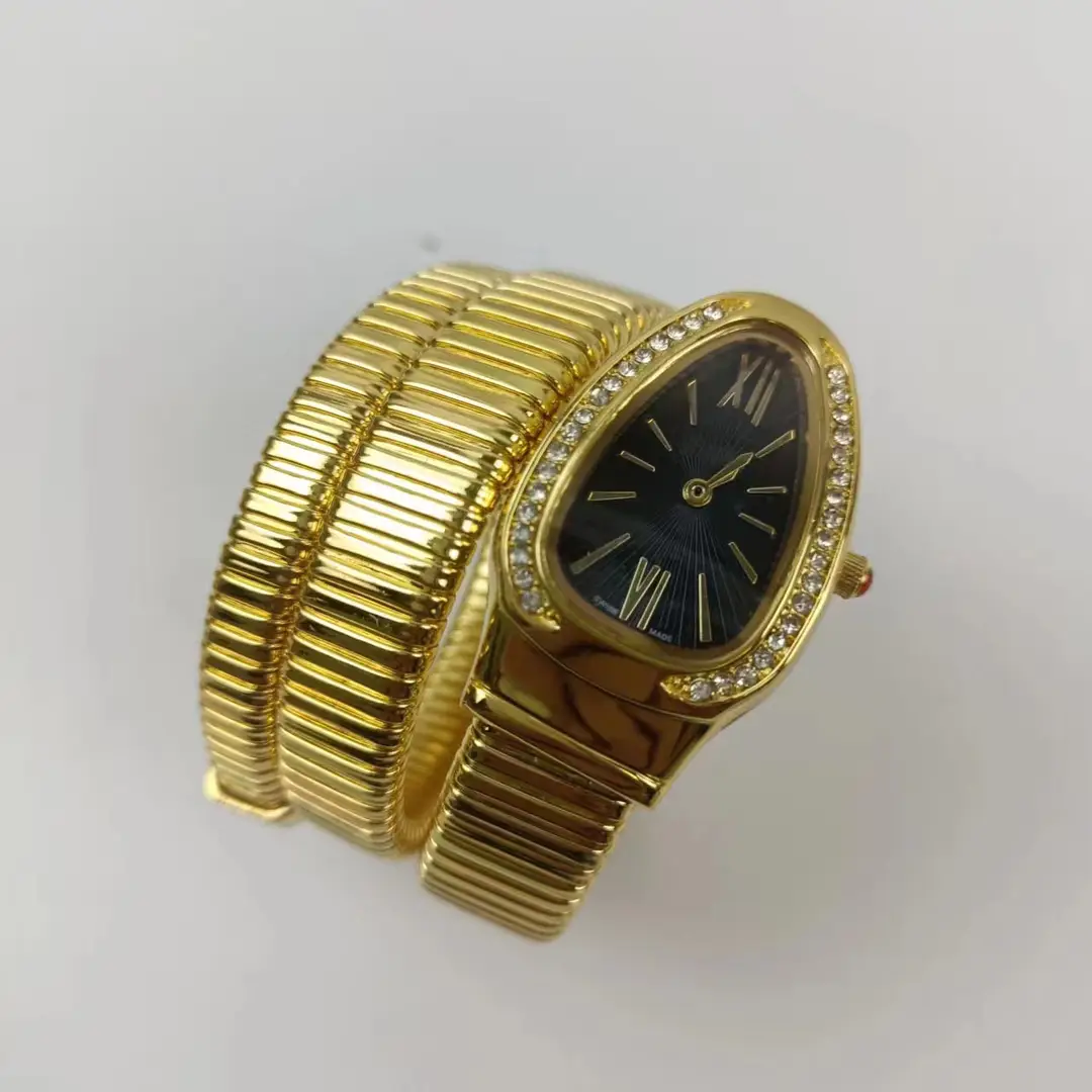 Fashion Creative Snake-shaped Two-turn Steel Strip Steel Strip Watch Ladies Stylish Full Diamond Cross-border Quartz Watch Factory Wholesale — feature 10