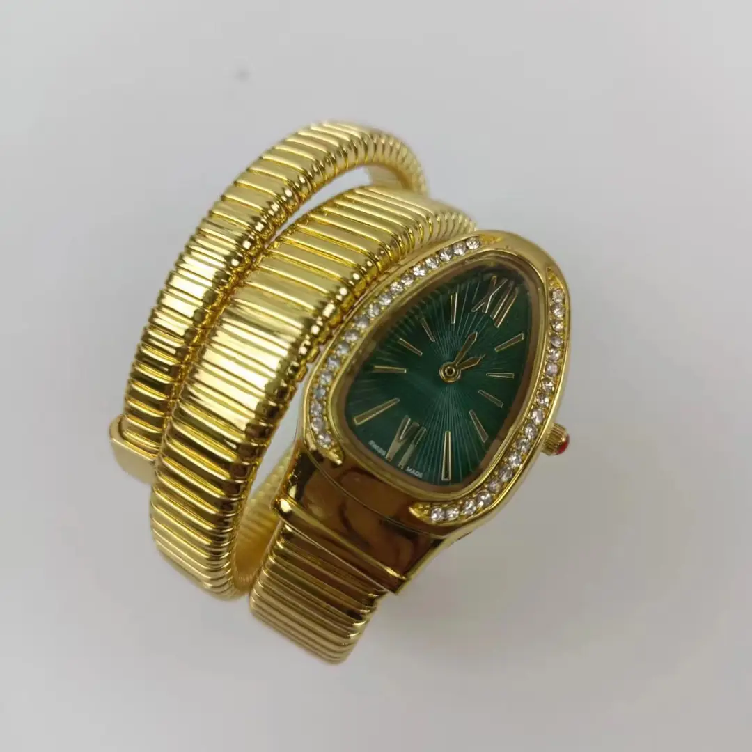 Fashion Creative Snake-shaped Two-turn Steel Strip Steel Strip Watch Ladies Stylish Full Diamond Cross-border Quartz Watch Factory Wholesale — feature 11