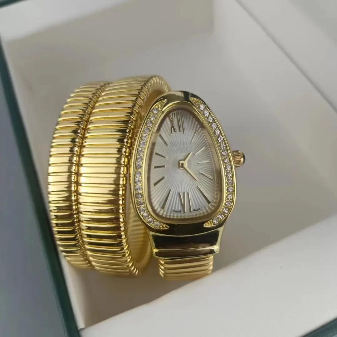 Fashion Creative Snake-shaped Two-turn Steel Strip Steel Strip Watch Ladies Stylish Full Diamond Cross-border Quartz Watch Factory Wholesale — feature 12