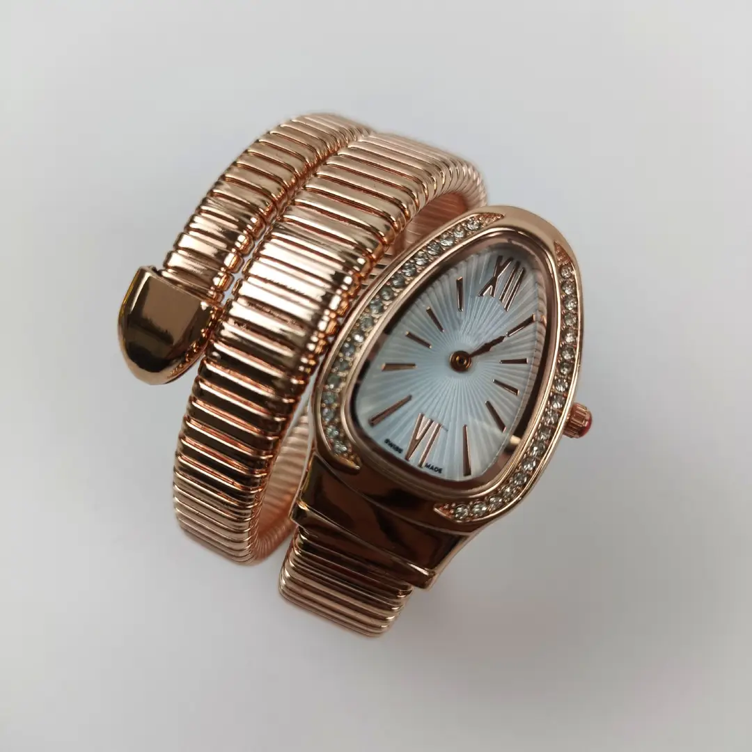 Fashion Creative Snake-shaped Two-turn Steel Strip Steel Strip Watch Ladies Stylish Full Diamond Cross-border Quartz Watch Factory Wholesale — feature 6